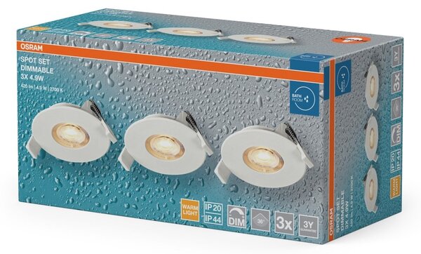 Vestavný LED reflektor DIM IP44 36°, teplá bílá, bílá