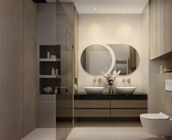 Vestavný LED reflektor DIM IP44 Chrome, teplá bílá, 36 °