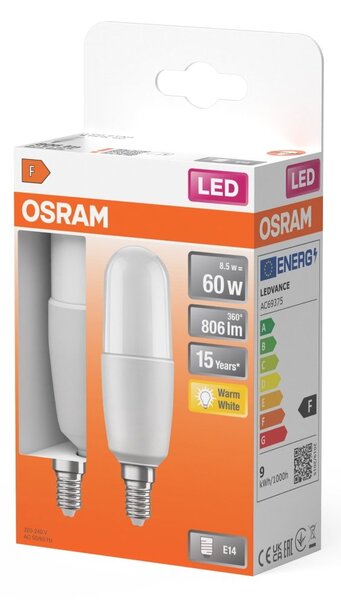Matná LED žárovka E14 STAR 8,5 W, teplá bílá, náhrada 60 W