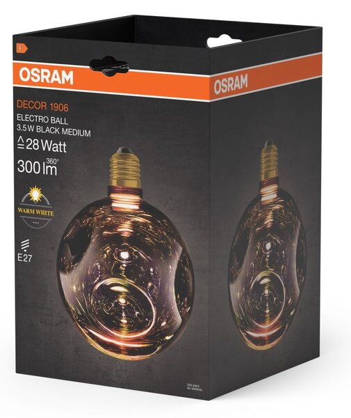 Matná LED žárovka E27 3,5 W DECOR LAMP, černá, náhrada 28 W