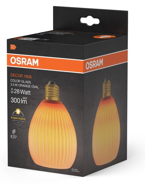 Matná LED žárovka E27 3,5 W DECOR LAMP, oranžová, náhrada 28 W