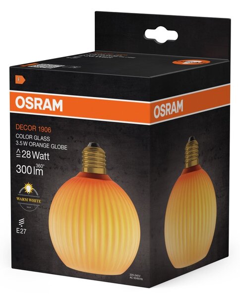Matná LED žárovka E27 3,5 W DECOR LAMP, oranžová, barevná kulatá