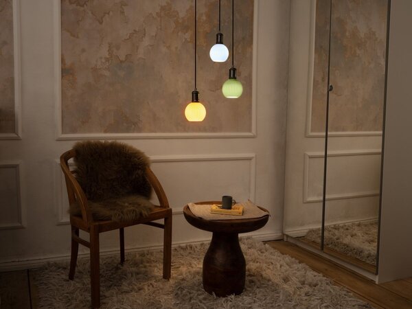 Matná LED žárovka E27 3,5 W DECOR LAMP, modrá, barevná kulatá
