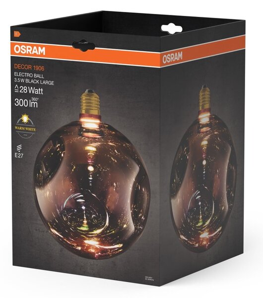 Matná LED žárovka E27 3,5 W DECOR LAMP, černá, velká