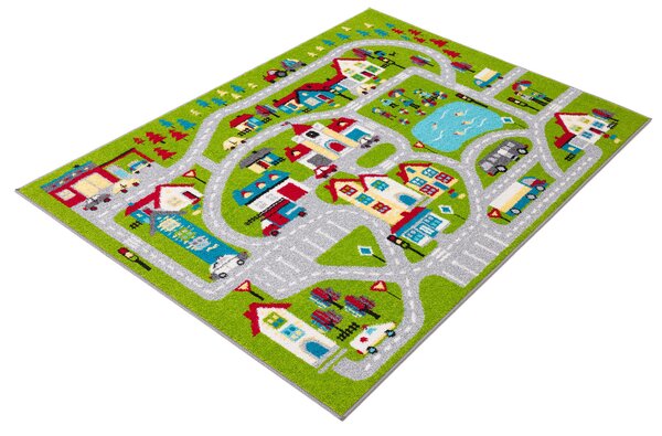 Dětský koberec Agnella Funky Top Super Miasto S Limonka zelený Rozměr: 160x220 cm