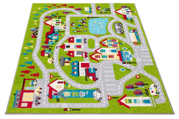 Dětský koberec Agnella Funky Top Super Miasto S Limonka zelený Rozměr: 160x220 cm