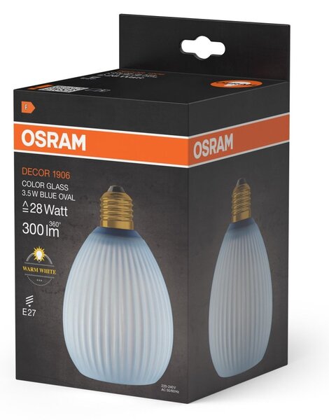 Matná LED žárovka E27 3,5 W DECOR LAMP, Modrá, náhrada 28 W
