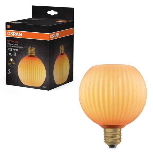 Matná LED žárovka E27 3,5 W DECOR LAMP, oranžová, barevná kulatá