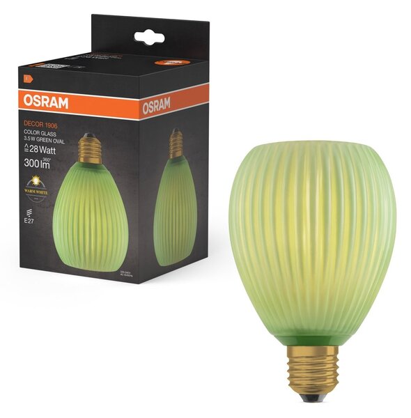 Matná LED žárovka E27 3,5 W DECOR LAMP, zelená, náhrada 28 W