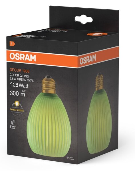 Matná LED žárovka E27 3,5 W DECOR LAMP, zelená, náhrada 28 W