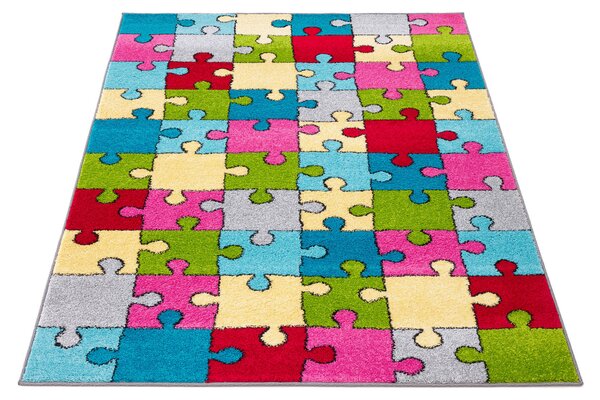 Dětský koberec Agnella Funky Top Super Puzzle vícebarevný Rozměr: 100x170 cm