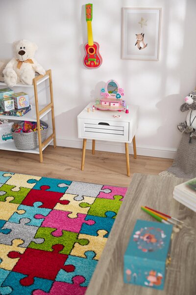 Dětský koberec Agnella Funky Top Super Puzzle vícebarevný Rozměr: 100x170 cm