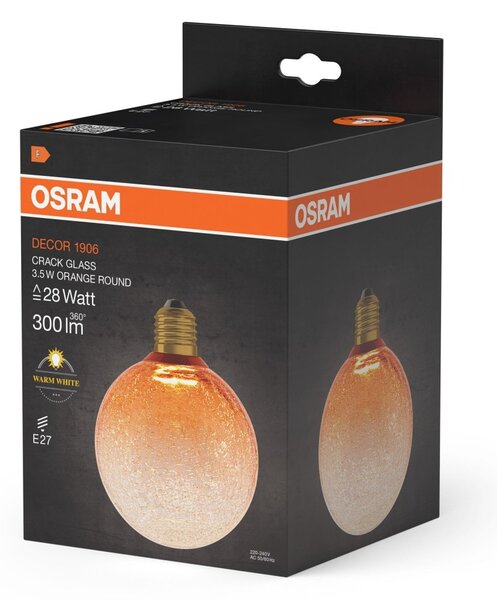 Matná LED žárovka E27 3,5 W DECOR LAMP, oranžová, praskané kulatá