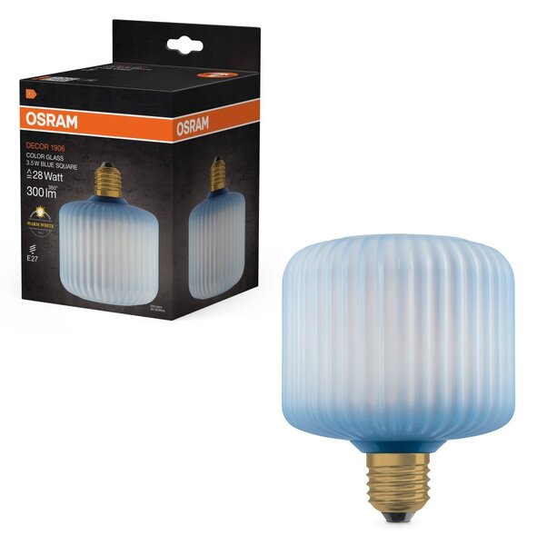 Matná LED žárovka E27 3,5 W DECOR LAMP, Modrá, čtvercová