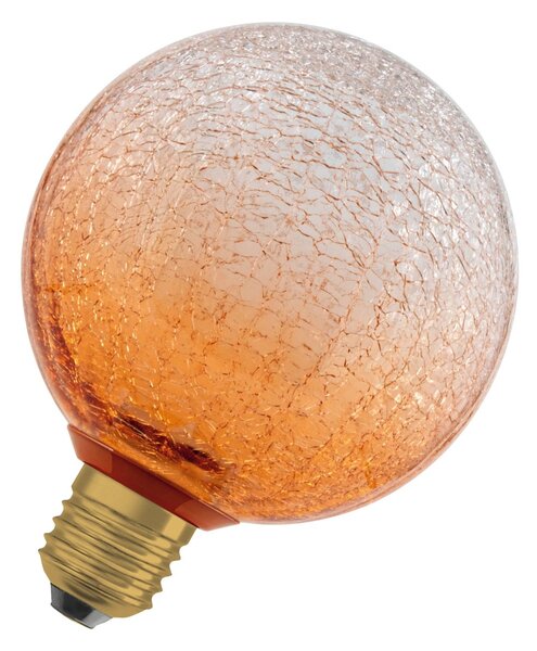 Matná LED žárovka E27 3,5 W DECOR LAMP, oranžová, praskané kulatá