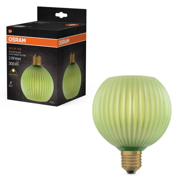 Matná LED žárovka E27 3,5 W DECOR LAMP, zelená, kulatá