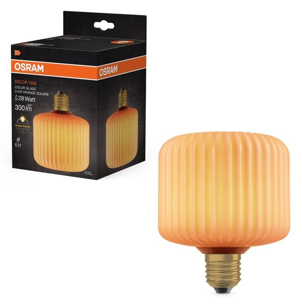 Matná LED žárovka E27 3,5 W DECOR LAMP, oranžová, čtvercová