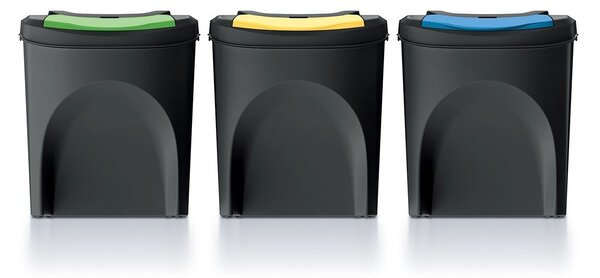 Prosperplast Sada 3 odpadkových košů Soorti 3 x 25 L černá