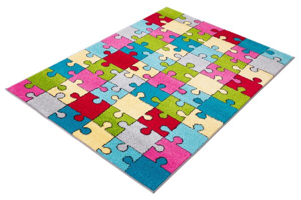 Dětský koberec Agnella Funky Top Super Puzzle vícebarevný Rozměr: 100x170 cm