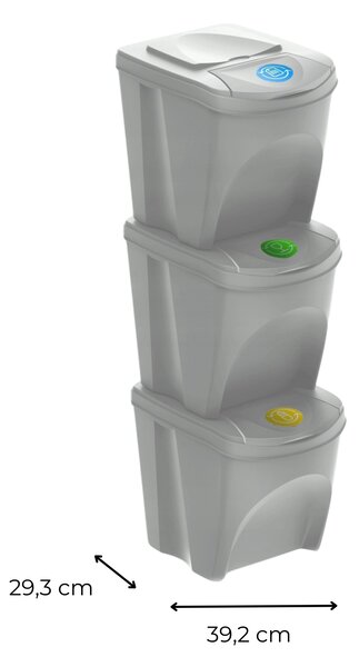 Prosperplast Sada 3 odpadkových košů Soorti 3 x 25 L popelavě šedá