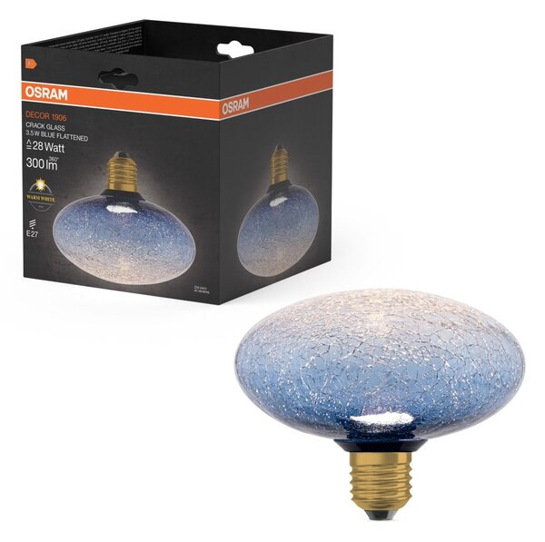 Matná LED žárovka E27 3,5 W DECOR LAMP, Modrá, plochá