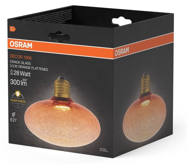 Matná LED žárovka E27 3,5 W DECOR LAMP, oranžová, plochá