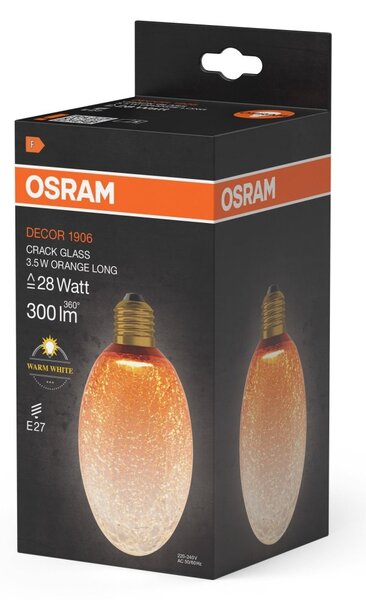 Matná LED žárovka E27 3,5 W DECOR LAMP, oranžová, dlouhá