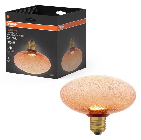 Matná LED žárovka E27 3,5 W DECOR LAMP, oranžová, plochá