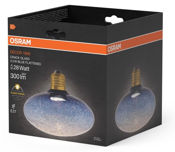 Matná LED žárovka E27 3,5 W DECOR LAMP, Modrá, plochá