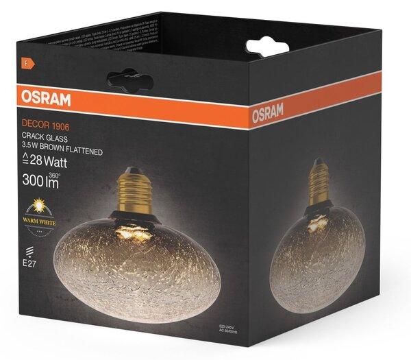 Matná LED žárovka E27 3,5 W DECOR LAMP, hnědá, plochá