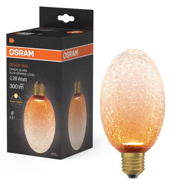 Matná LED žárovka E27 3,5 W DECOR LAMP, oranžová, dlouhá