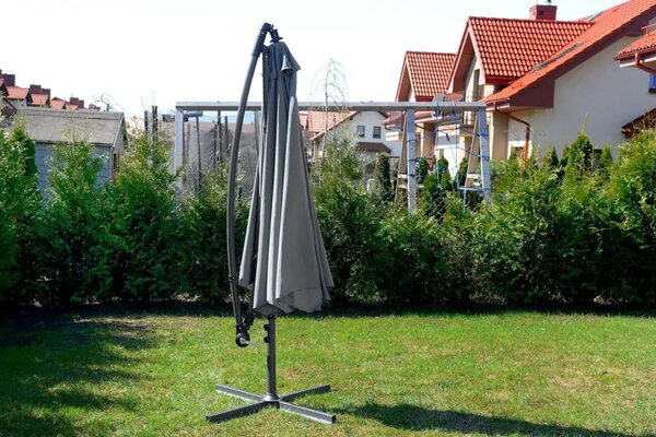 Garden Line Zahradní slunečník s ochranným obalem BANANA 300 cm šedý