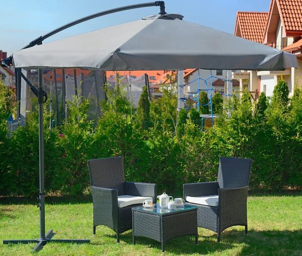 Garden Line Zahradní slunečník s ochranným obalem BANANA 300 cm šedý