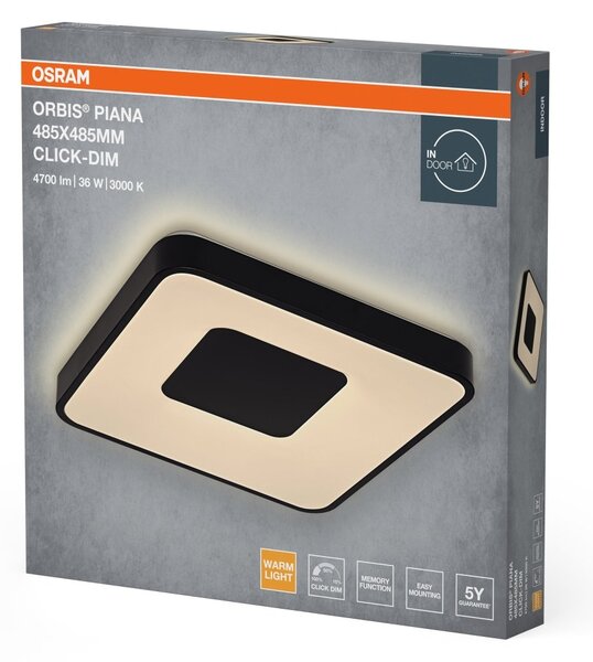 Stropní svítidlo Orbis Piana, černá, teplá bílá, 485 mm