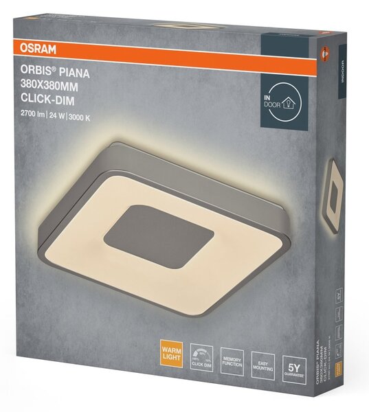 Stropní svítidlo Orbis Piana, stříbrná, teplá bílá, 380 mm