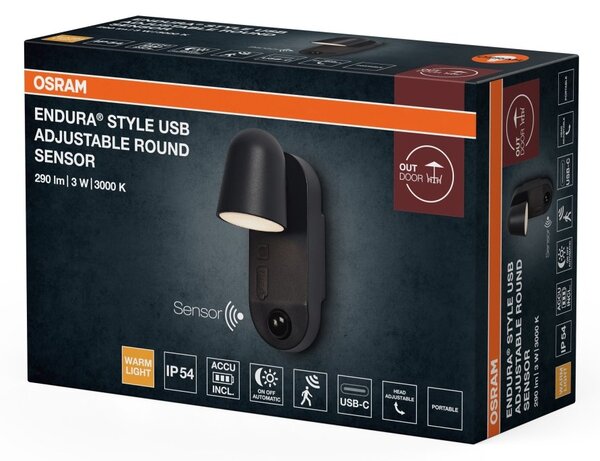 Venkovní svítidlo ENDURA® Style USB nastavitelný, teplá bílá, 100 °