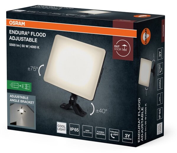 Venkovní reflektor ENDURA® nastavitelný, 120 °, černá, 50,00 W
