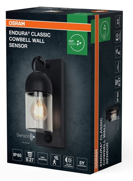Venkovní svítidlo ENDURA® Classic Cowbell IP65, šedá, se senzorem