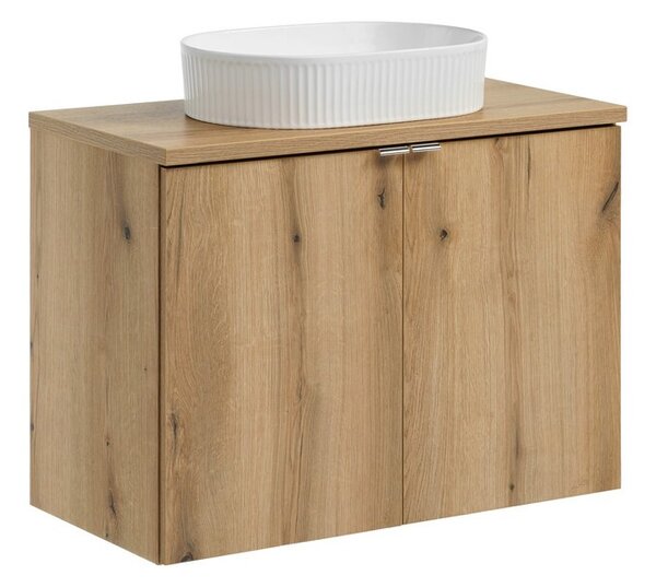 Comad Závěsná skříňka Nova Oak Beyond II s deskou a umyvadlem 80 cm dub coast evoke