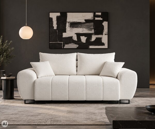 Dvoumístná pohovka NORDEN | 220x103x83cm | Bouclé Centaur, KRÉMOVÁ