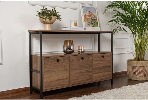Konzolový stolek v dekoru ořechu v tmavě přírodní barvě 29,5x120 cm Solace – Kalune Design