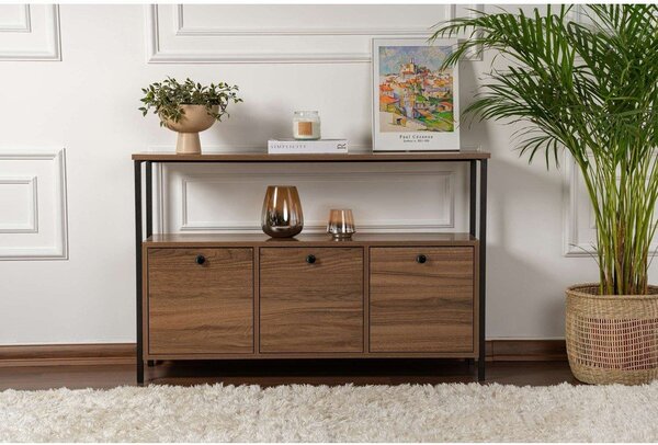 Konzolový stolek v dekoru ořechu v tmavě přírodní barvě 29,5x120 cm Solace – Kalune Design