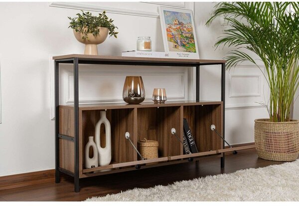 Konzolový stolek v dekoru ořechu v tmavě přírodní barvě 29,5x120 cm Solace – Kalune Design