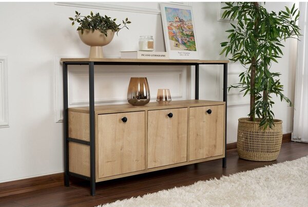 Konzolový stolek v dekoru dubu ve světle přírodní barvě 29,5x120 cm Solace – Kalune Design