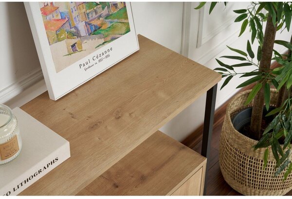 Konzolový stolek v dekoru dubu ve světle přírodní barvě 29,5x120 cm Solace – Kalune Design