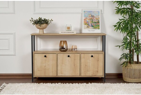 Konzolový stolek v dekoru dubu ve světle přírodní barvě 29,5x120 cm Solace – Kalune Design