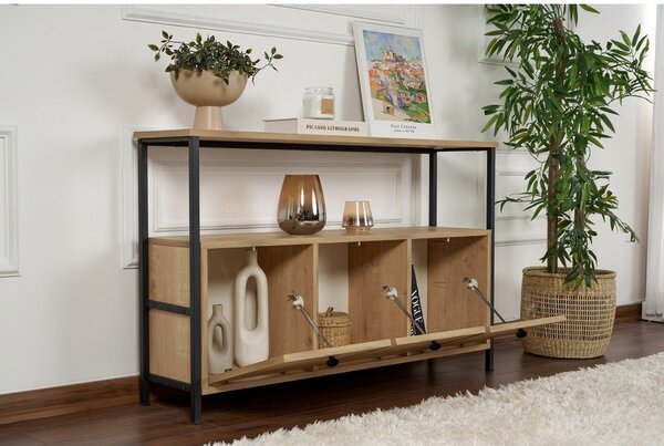 Konzolový stolek v dekoru dubu ve světle přírodní barvě 29,5x120 cm Solace – Kalune Design