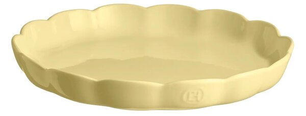 Emile Henry nízká koláčová forma Madeleine 31 cm vanilková keramická forma na quiche a koláče z Francie 896053