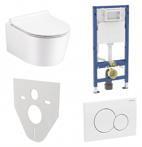 WC SET Geberit DuoFix s WC mísou Corona + tlačítko Delta 01, bílé + izolační deska