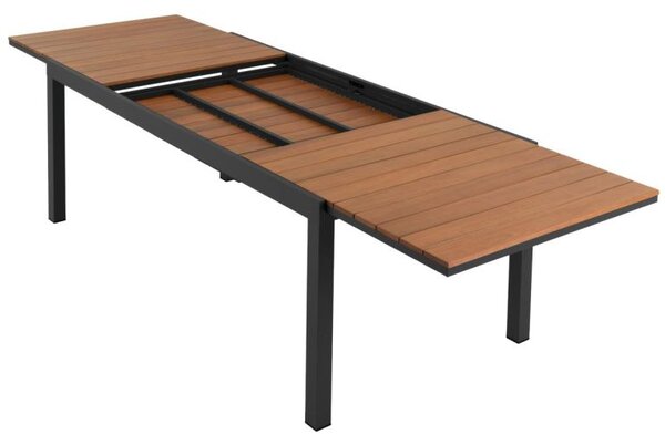 Rozkládací zahradní stůl kuchyňský stůl jídelní stůl dřevo hliník 200/300x100x75cm